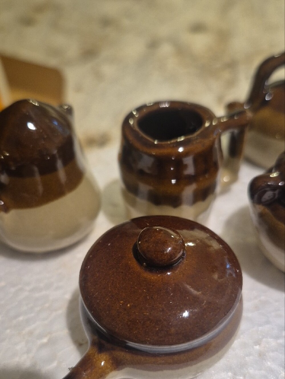 6-Pc Stoneware Mini Kitchen Set - Brown & Cream - Picture 6 of 8